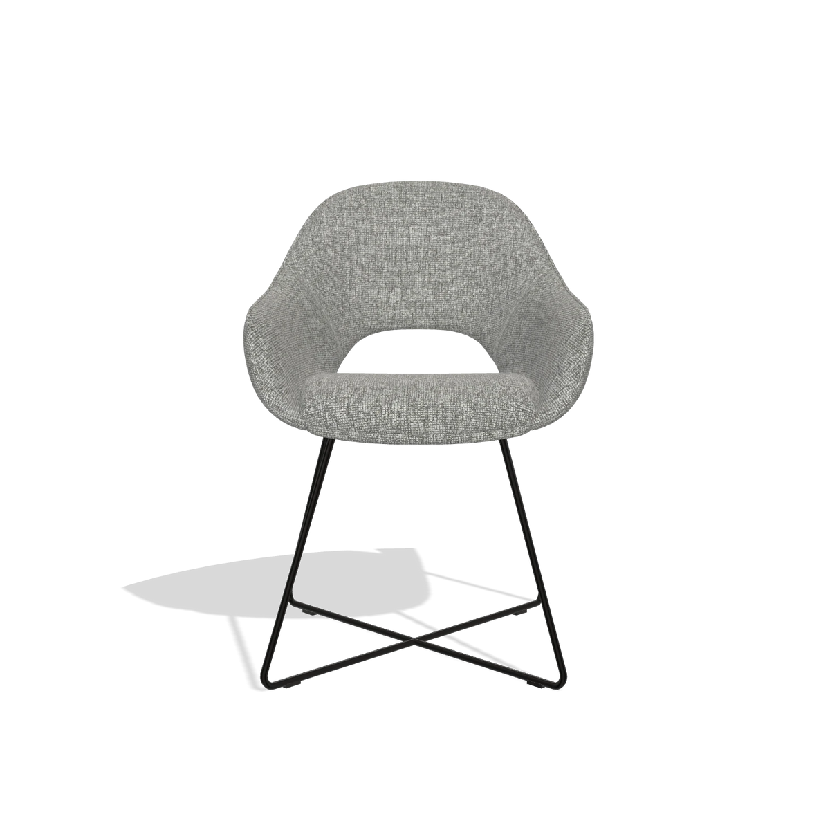 Dining Chair Milan 6516 in Lodge 40 fabric (grey), black legs, front view
