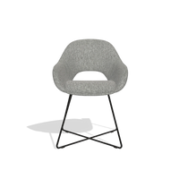 Dining Chair Milan 6516 in Lodge 40 fabric (grey), black legs, front view