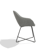 Dining Chair Milan 6516 in Lodge 40 fabric (grey), black legs, side view