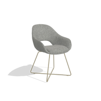 Dining Chair Milan 6516 in Lodge 40 fabric (grey), champagne legs, angled view