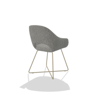 Dining Chair Milan 6516 in Lodge 40 fabric (grey), champagne legs, back angled view