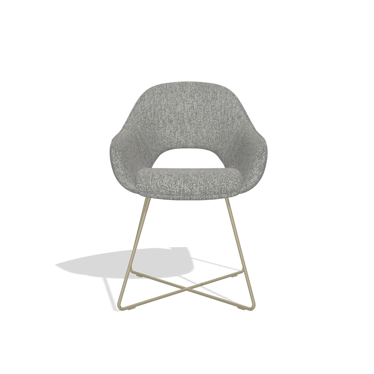 Dining Chair Milan 6516 in Lodge 40 fabric (grey), champagne legs, front view