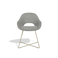 Dining Chair Milan 6516 in Lodge 40 fabric (grey), champagne legs, front view