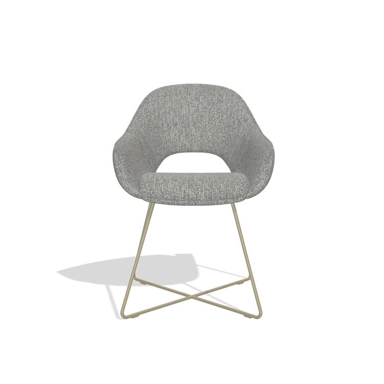 Dining Chair Milan 6516 in Lodge 40 fabric (grey), champagne legs, front view