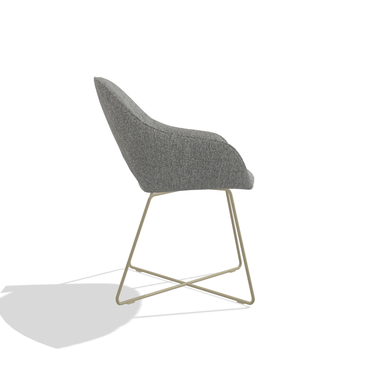 Dining Chair Milan 6516 in Lodge 40 fabric (grey), champagne legs, side view