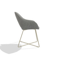 Dining Chair Milan 6516 in Lodge 40 fabric (grey), champagne legs, side view