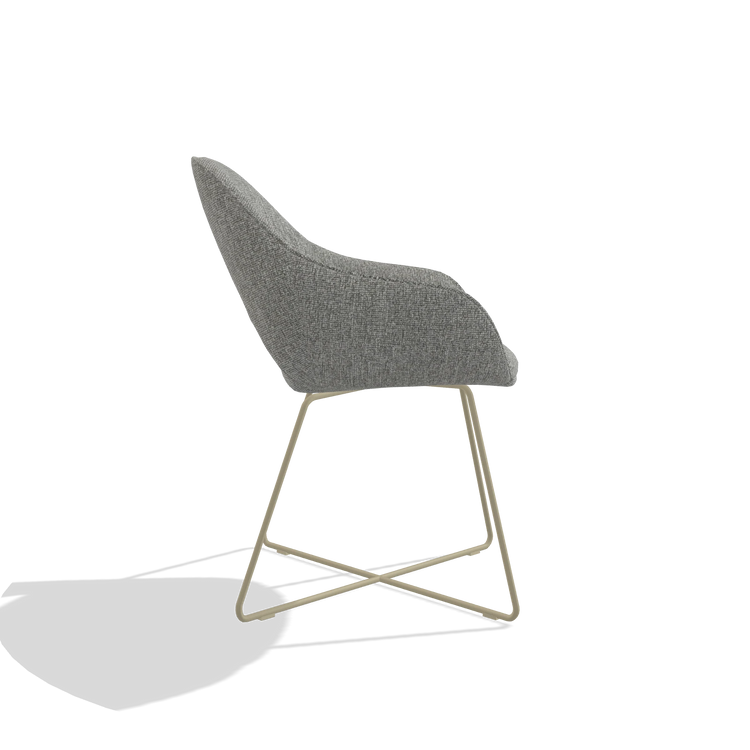 Dining Chair Milan 6516 in Lodge 40 fabric (grey), champagne legs, side view