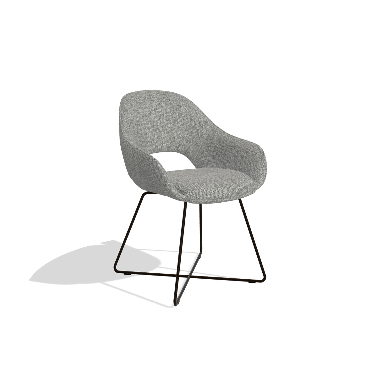 Dining Chair Milan 6516 in Lodge 40 fabric (grey), espresso legs, angled view