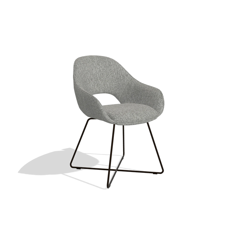 Dining Chair Milan 6516 in Lodge 40 fabric (grey), espresso legs, angled view