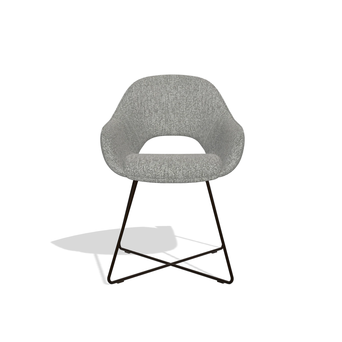 Dining Chair Milan 6516 in Lodge 40 fabric (grey), espresso legs, front view