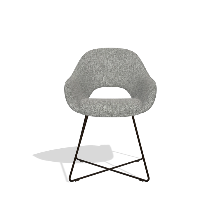 Dining Chair Milan 6516 in Lodge 40 fabric (grey), espresso legs, front view