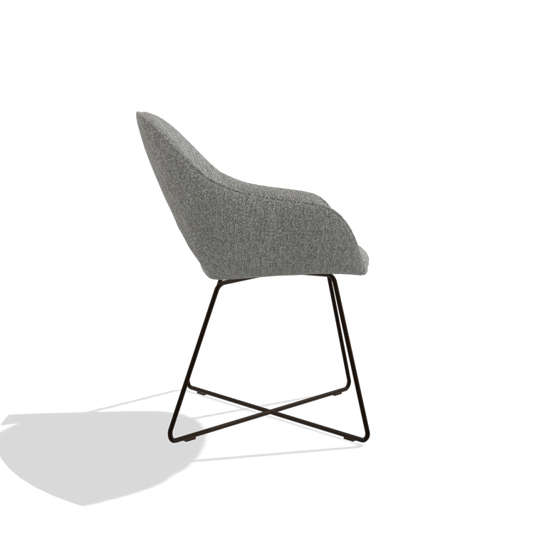 Dining Chair Milan 6516 in Lodge 40 fabric (grey), espresso legs, side view