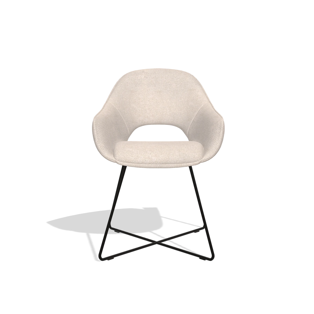 Chaise de salle à manger Milan 6516 en tissu Mito 01 (gris clair), pieds en noir, vue de face