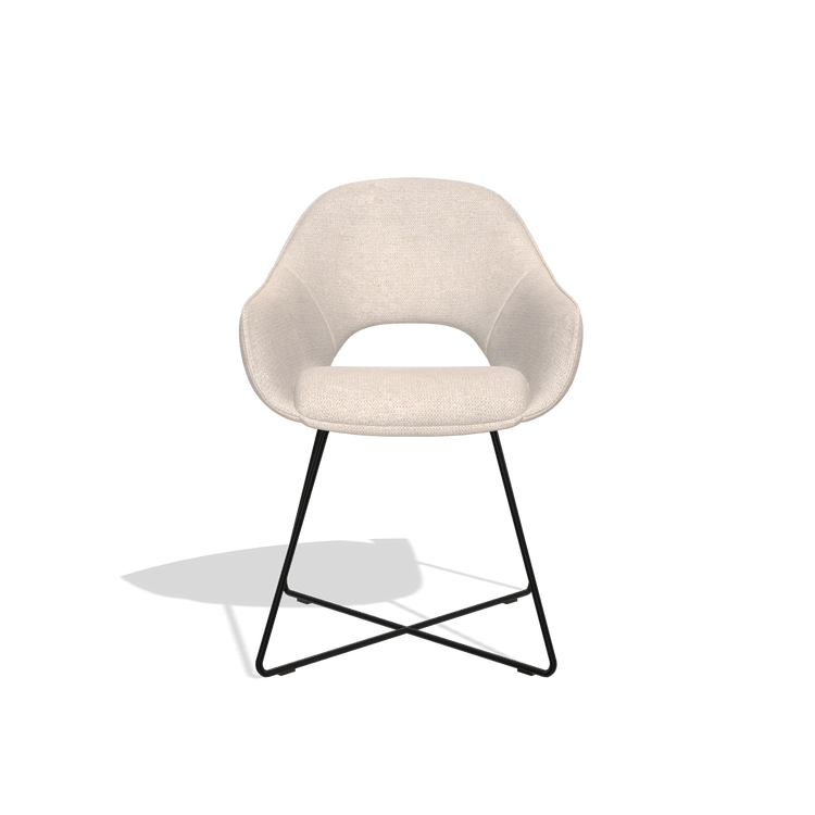 Chaise de salle à manger Milan 6516 en tissu Mito 01 (gris clair), pieds en noir, vue de face