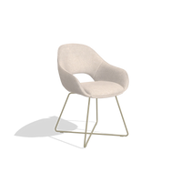 Chaise de salle à manger Milan 6516 en tissu Mito 01 (gris clair), pieds en champagne, vue de trois-quarts