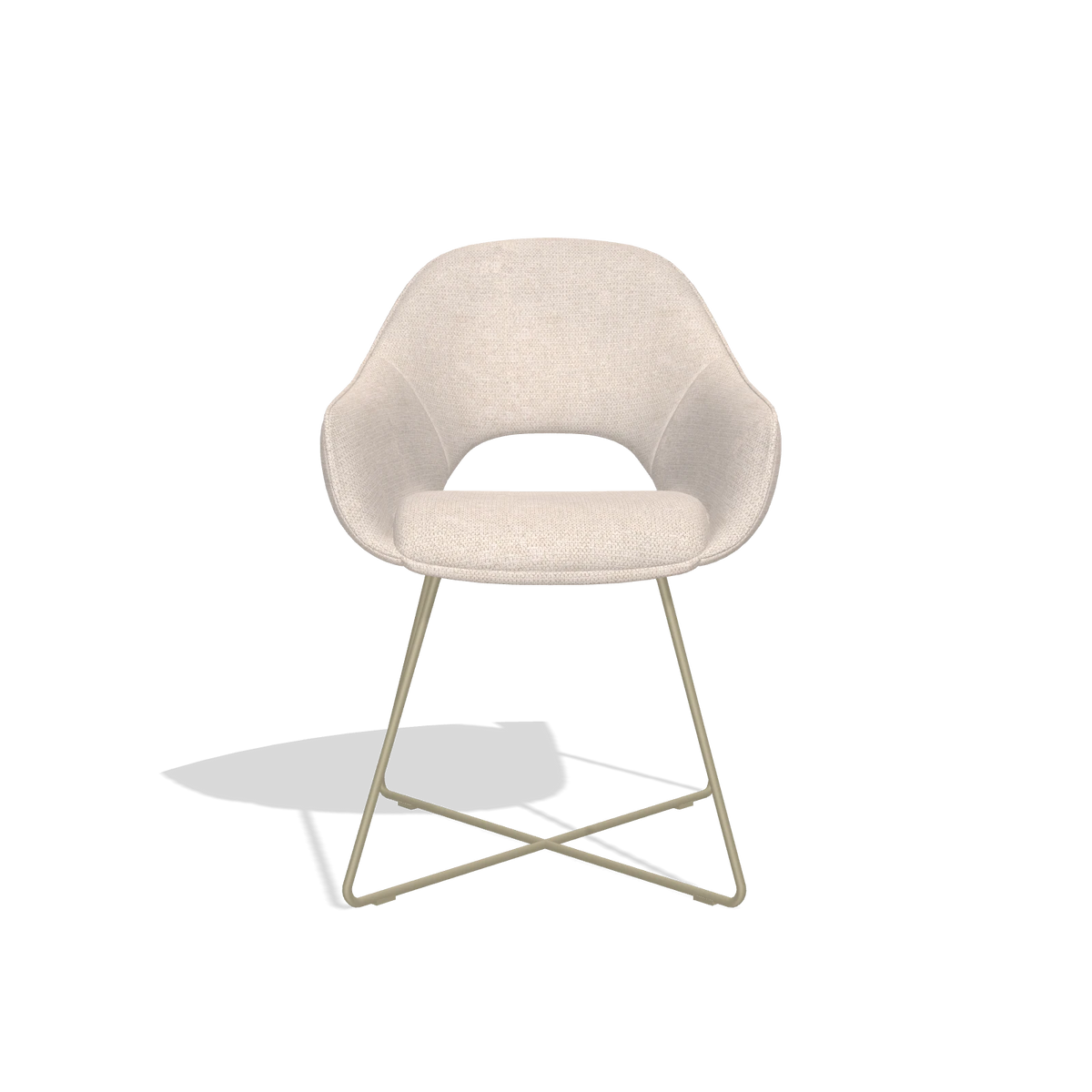 Chaise de salle à manger Milan 6516 en tissu Mito 01 (gris clair), pieds en champagne, vue de face