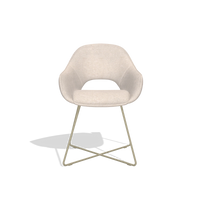 Chaise de salle à manger Milan 6516 en tissu Mito 01 (gris clair), pieds en champagne, vue de face