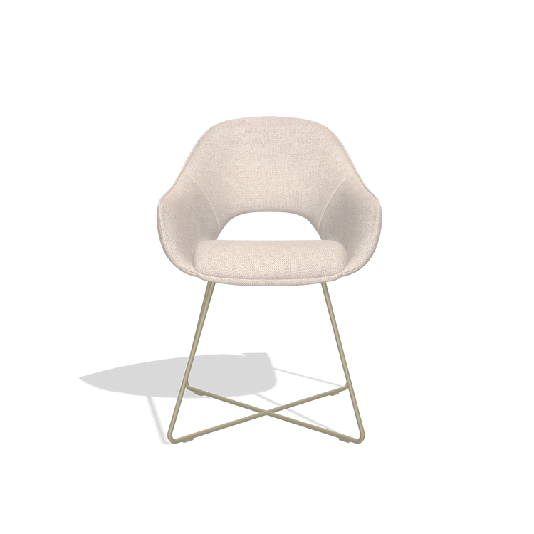Chaise de salle à manger Milan 6516 en tissu Mito 01 (gris clair), pieds en champagne, vue de face