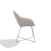 Chaise de salle à manger Milan 6516 en tissu Mito 01 (gris clair), pieds en champagne, vue de profil