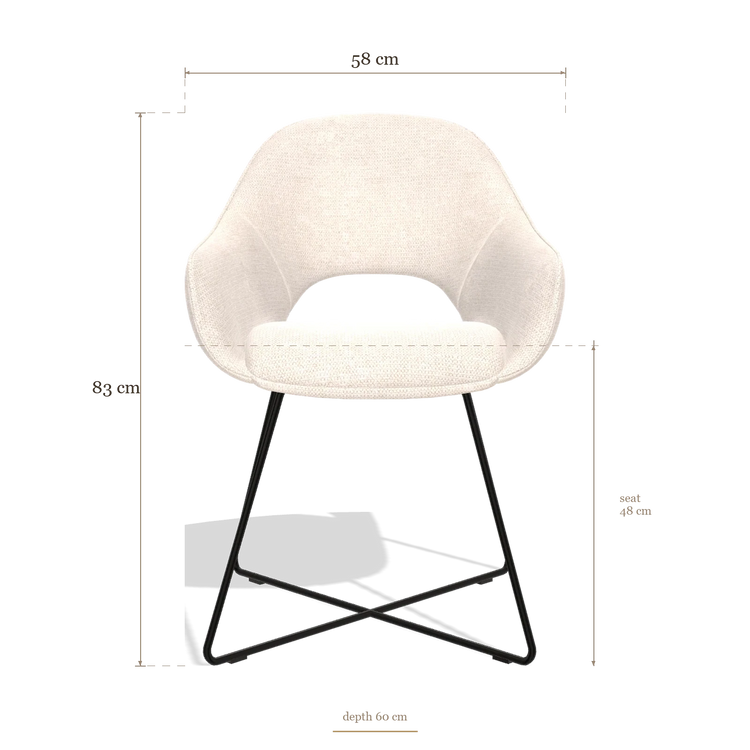 Chaise de salle à manger Milan 6516, dimensions 58 x 60 x 83 cm