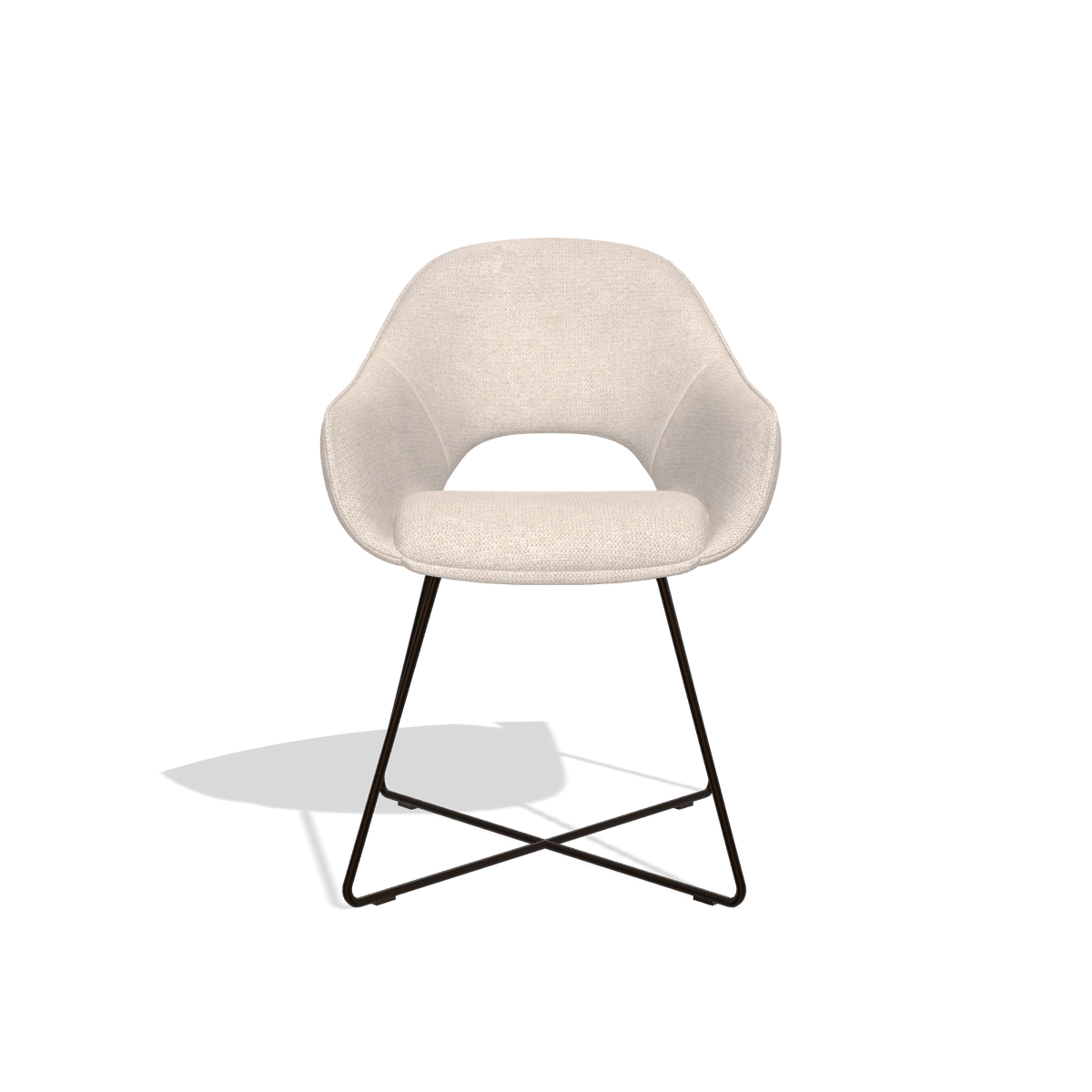 Chaise de salle à manger Milan 6516 en tissu Mito 01 (gris clair), pieds en espresso, vue de face