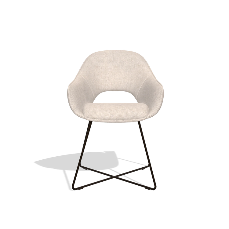 Chaise de salle à manger Milan 6516 en tissu Mito 01 (gris clair), pieds en espresso, vue de face