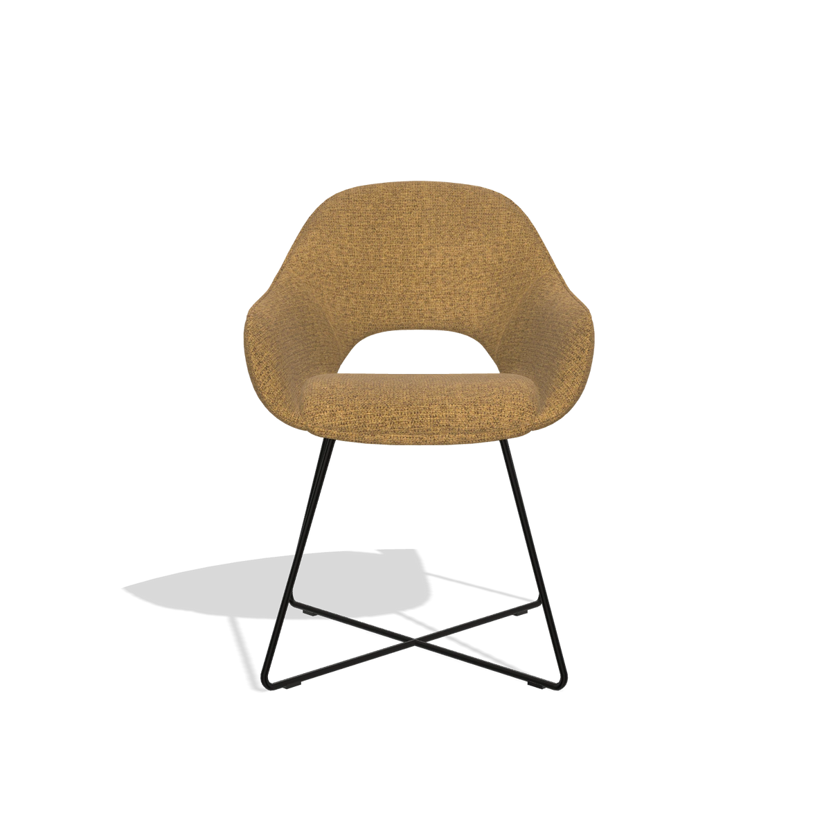 Chaise de salle à manger Milan 6516 en tissu Mito 06 (cognac), pieds en noir, vue de face