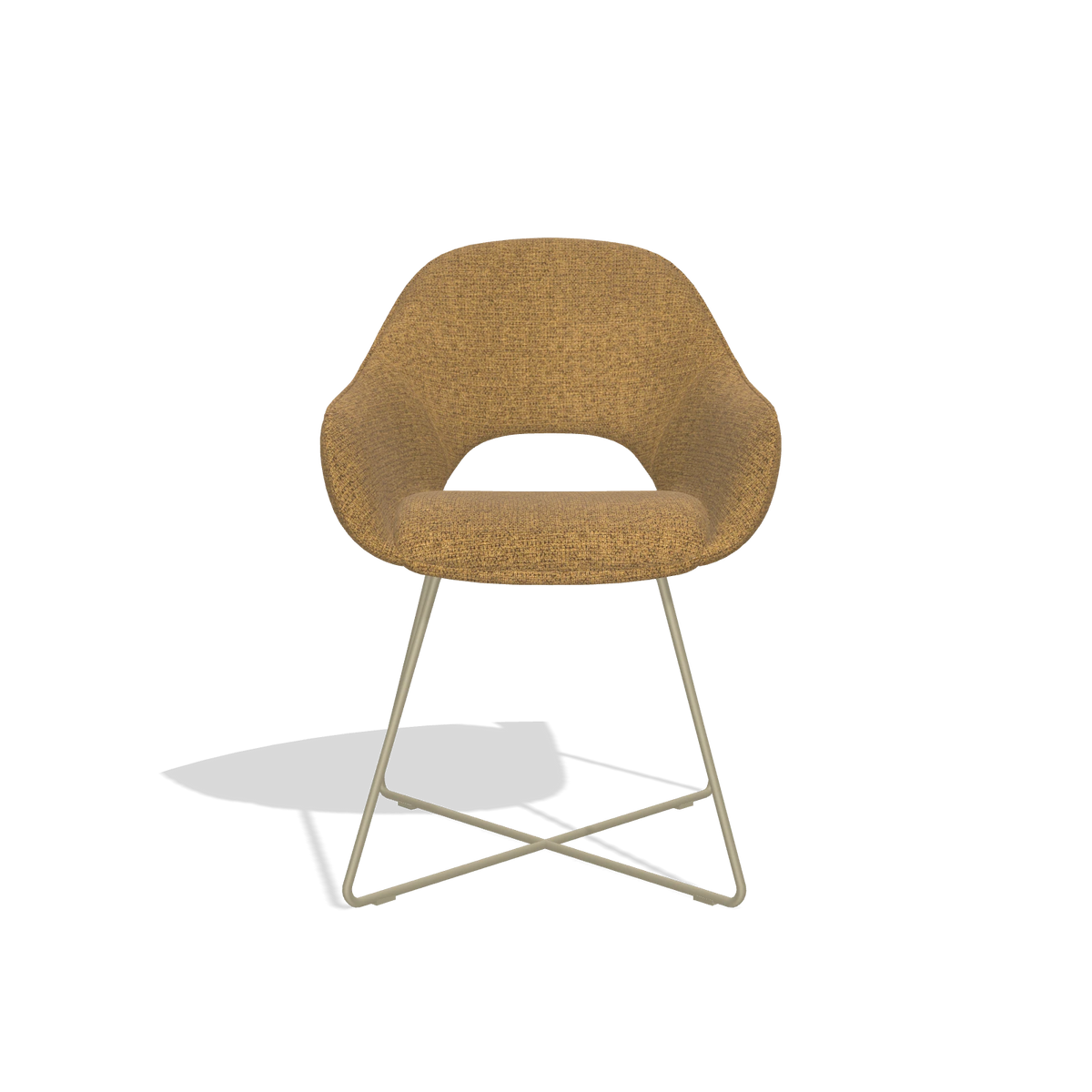 Chaise de salle à manger Milan 6516 en tissu Mito 06 (cognac), pieds en champagne, vue de face