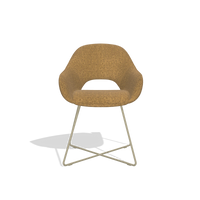 Chaise de salle à manger Milan 6516 en tissu Mito 06 (cognac), pieds en champagne, vue de face