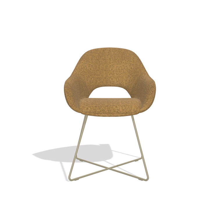 Chaise de salle à manger Milan 6516 en tissu Mito 06 (cognac), pieds en champagne, vue de face