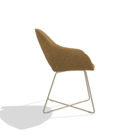 Chaise de salle à manger Milan 6516 en tissu Mito 06 (cognac), pieds en champagne, vue de profil