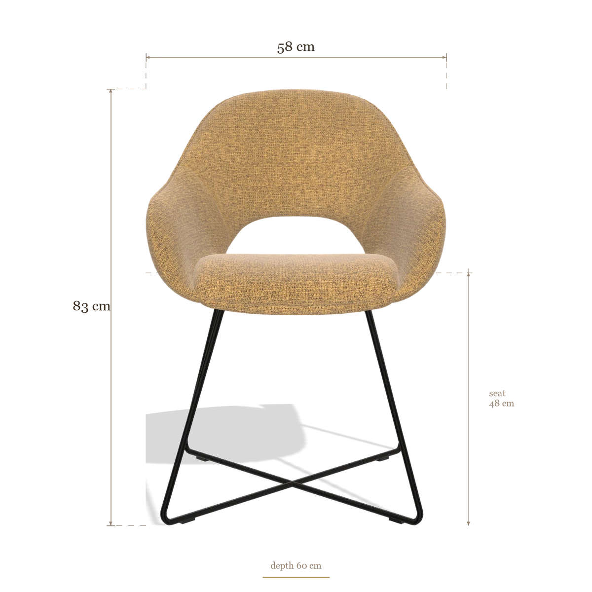 Chaise de salle à manger Milan 6516, dimensions 58 x 60 x 83 cm
