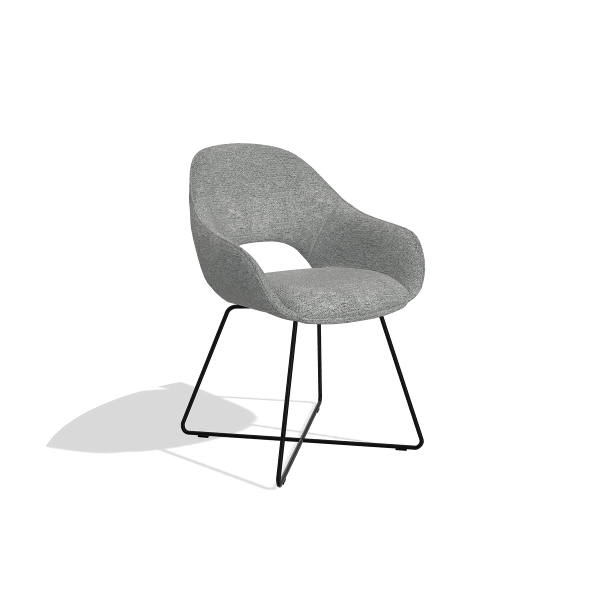 Esszimmerstuhl Milan 6516 in Stoff Mito 97 (Taupe), Beine in Schwarz, Schrägansicht
