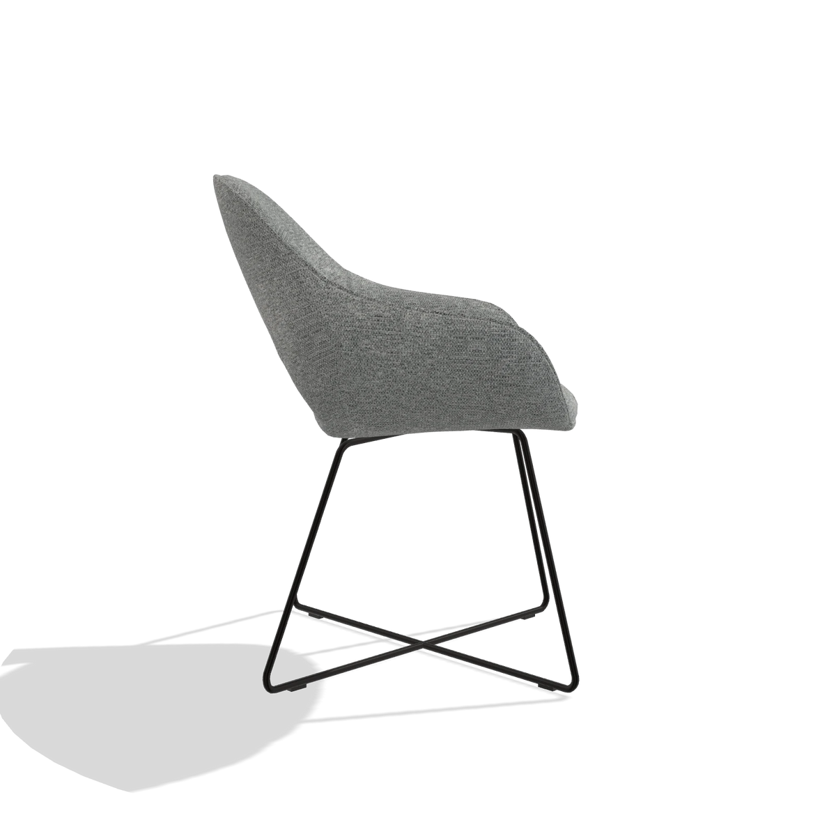 Esszimmerstuhl Milan 6516 in Stoff Mito 97 (Taupe), Beine in Schwarz, Seitenansicht
