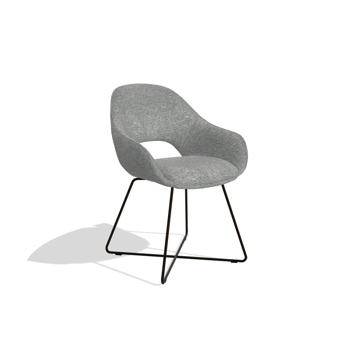 Esszimmerstuhl Milan 6516 in Stoff Mito 97 (Taupe), Beine in Espresso, Schrägansicht