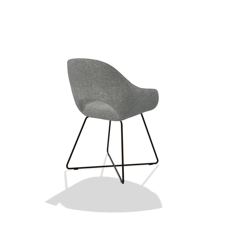 Esszimmerstuhl Milan 6516 in Stoff Mito 97 (Taupe), Beine in Espresso, Schrägansicht von hinten