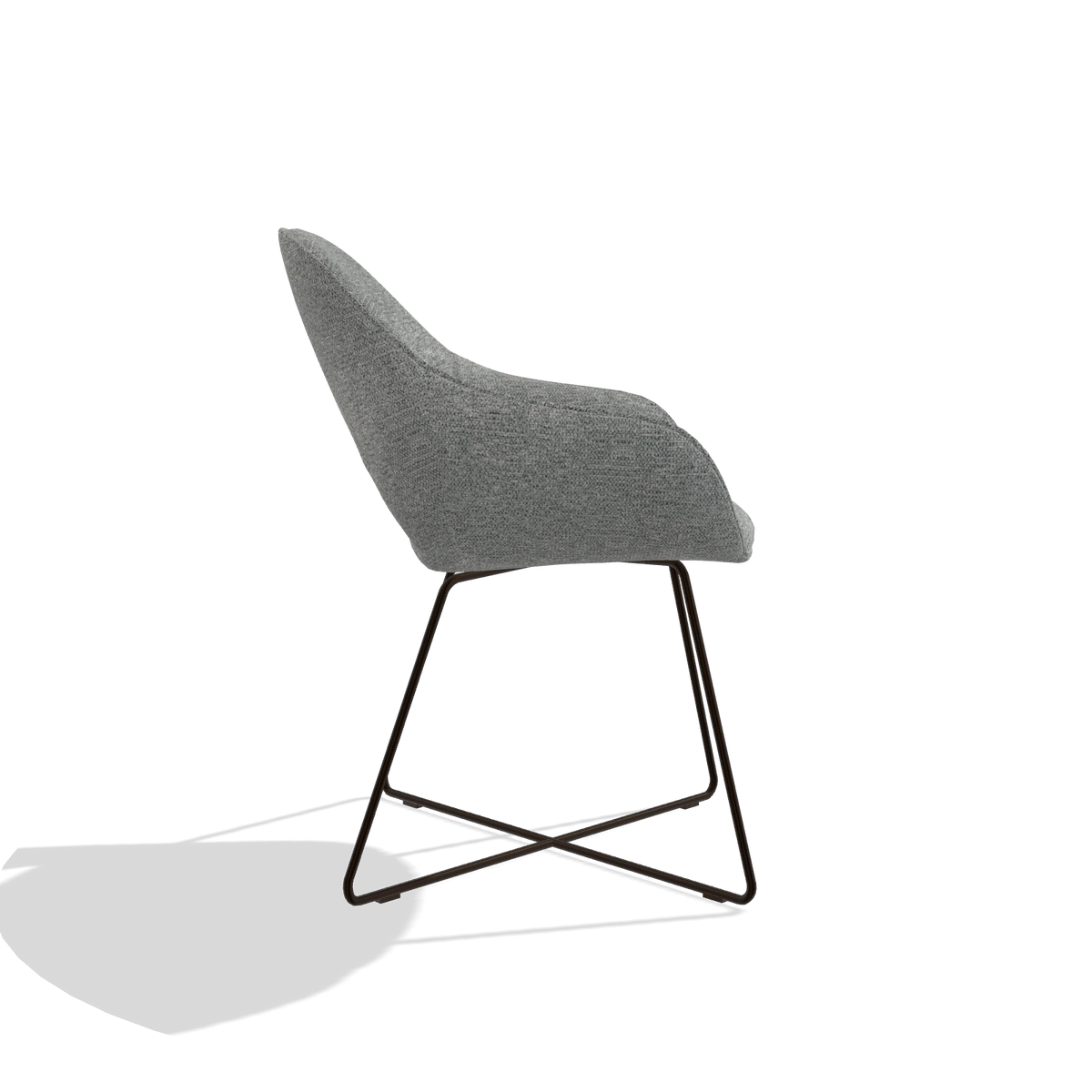 Esszimmerstuhl Milan 6516 in Stoff Mito 97 (Taupe), Beine in Espresso, Seitenansicht