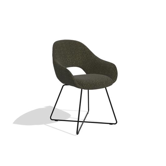 Esszimmerstuhl Milan 6516 in Stoff Niagara 502 (Schwarz), Beine in Schwarz, Schrägansicht
