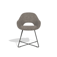 Dining Chair Milan 6516 in Oasis 108 fabric (dark grey), black legs, front view