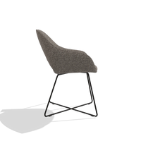 Dining Chair Milan 6516 in Oasis 108 fabric (dark grey), black legs, side view
