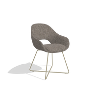 Dining Chair Milan 6516 in Oasis 108 fabric (dark grey), champagne legs, angled view