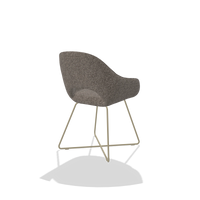 Dining Chair Milan 6516 in Oasis 108 fabric (dark grey), champagne legs, back angled view