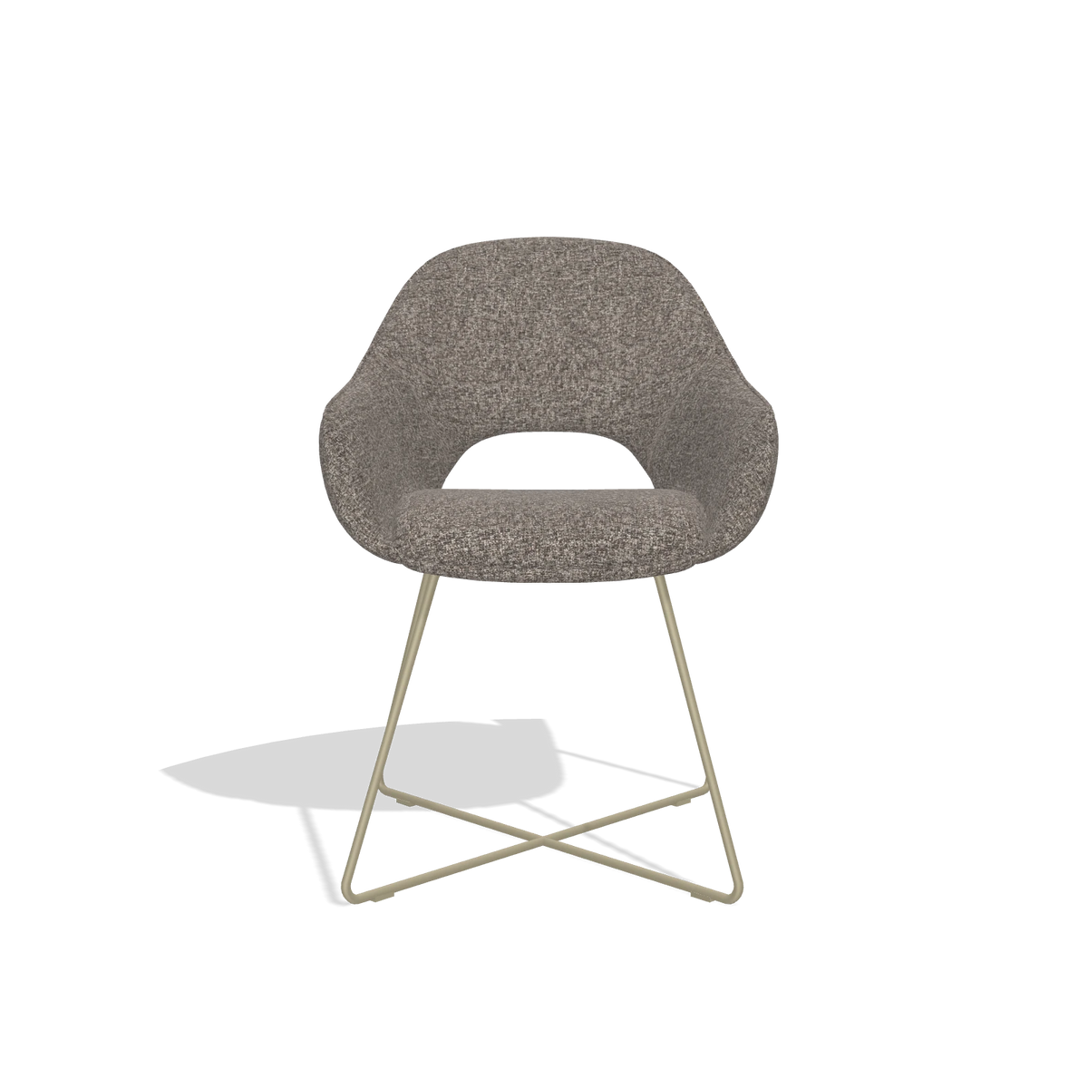 Dining Chair Milan 6516 in Oasis 108 fabric (dark grey), champagne legs, front view