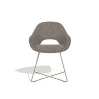 Dining Chair Milan 6516 in Oasis 108 fabric (dark grey), champagne legs, front view