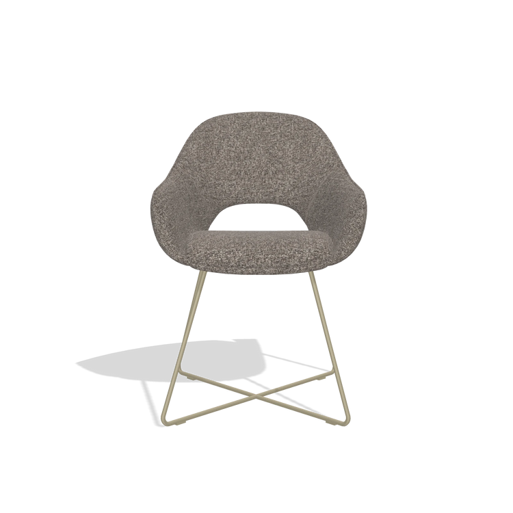 Dining Chair Milan 6516 in Oasis 108 fabric (dark grey), champagne legs, front view
