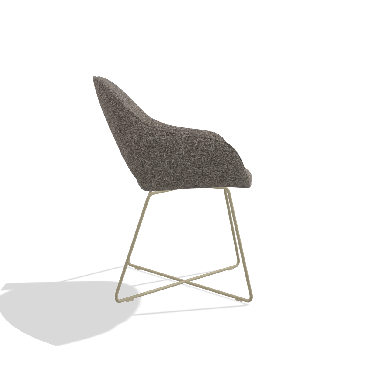Dining Chair Milan 6516 in Oasis 108 fabric (dark grey), champagne legs, side view