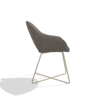 Dining Chair Milan 6516 in Oasis 108 fabric (dark grey), champagne legs, side view