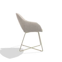 Sedia da pranzo Milan 6516 in tessuto Oasis 196 (grigio chiaro), gambe in champagne, vista laterale