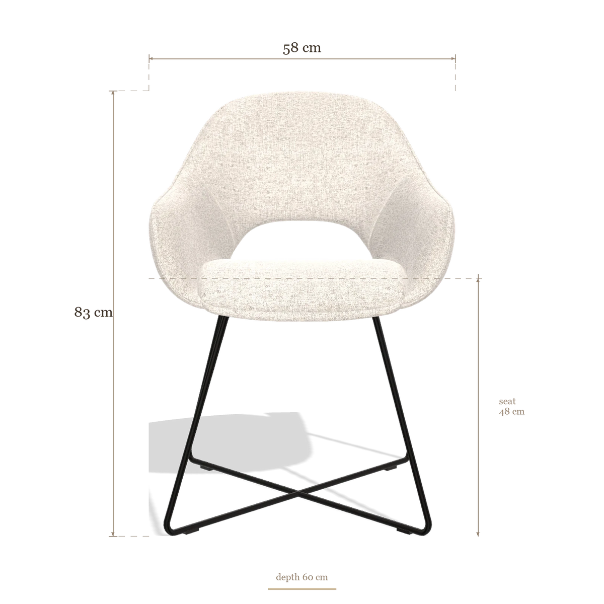 Sedia da pranzo Milan 6516, dimensioni 58 x 60 x 83 cm