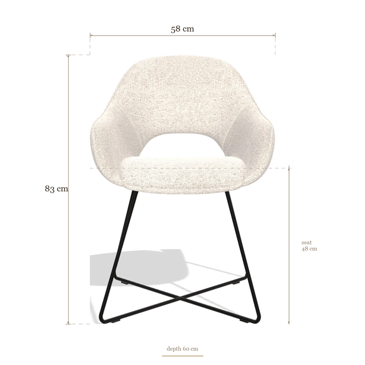 Sedia da pranzo Milan 6516, dimensioni 58 x 60 x 83 cm